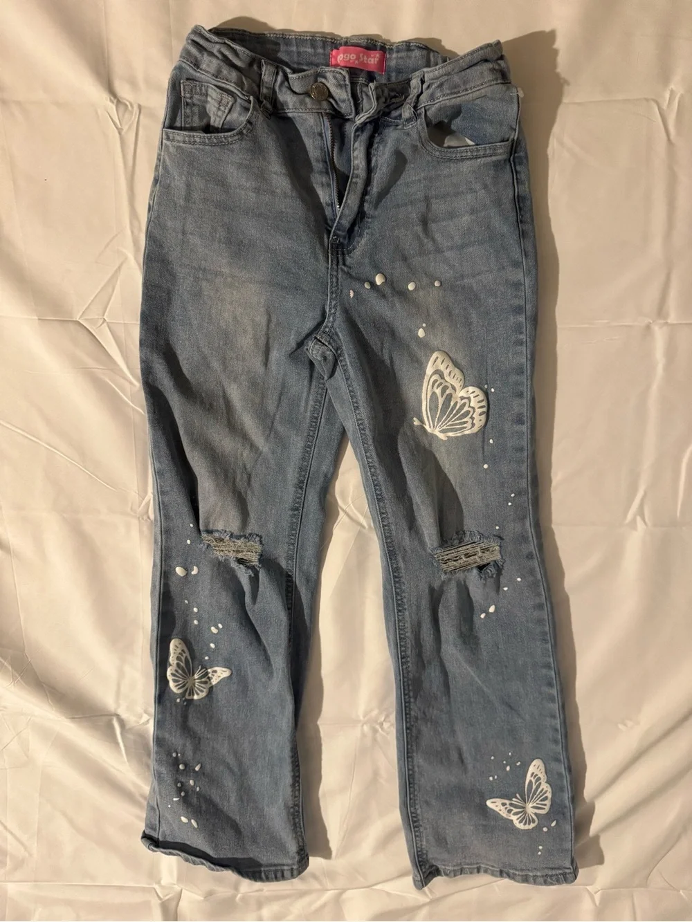 Women’s Blue Butterfly Distressed Jeans